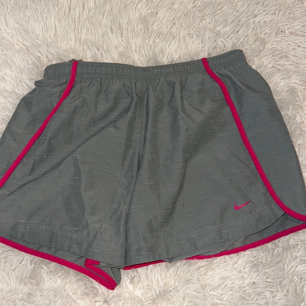 Womens nike grey and pink dri-fit running shorts